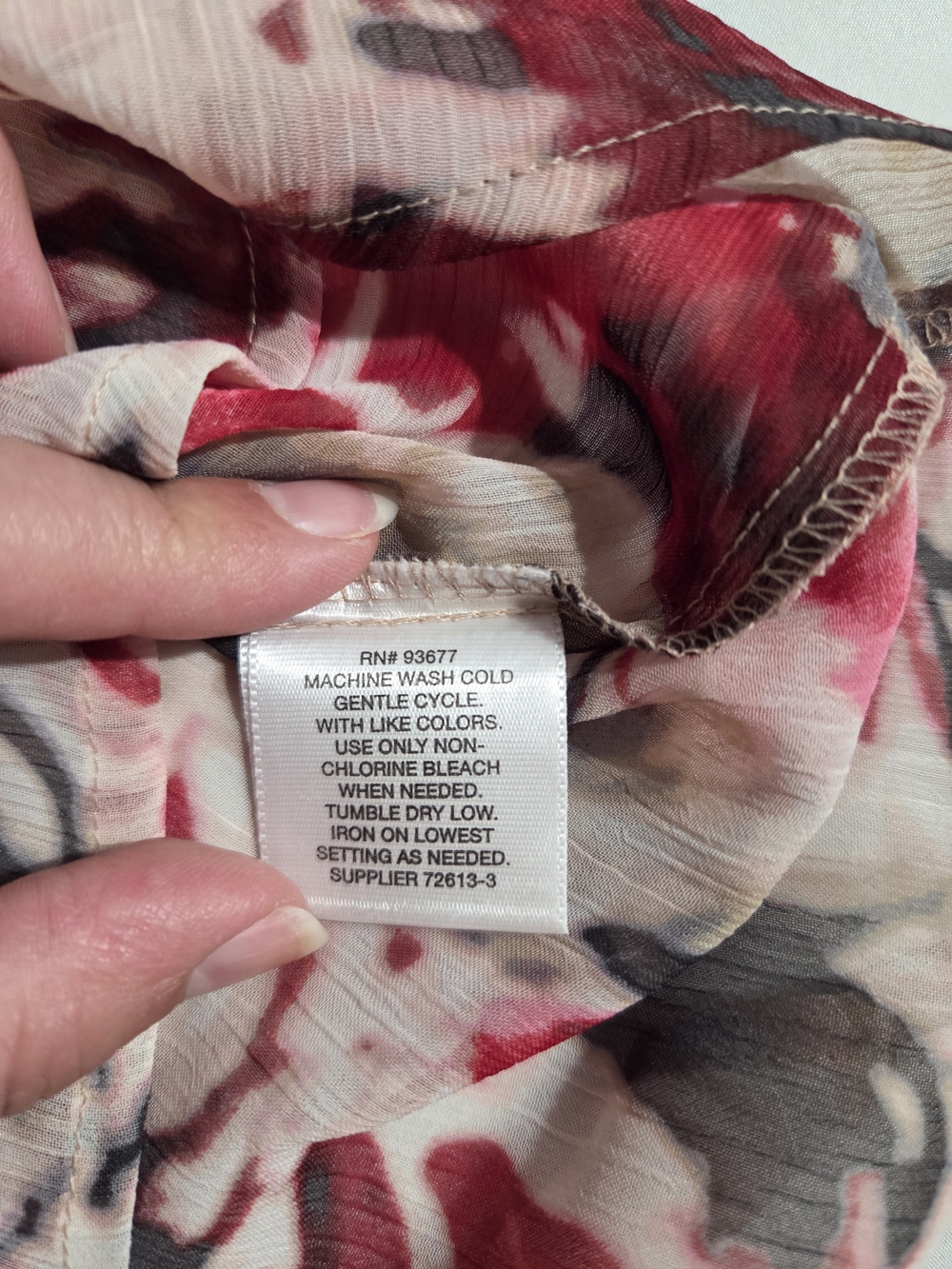 Liz Claiborne Floral Button-Front Blouse - Red, Pink, Black - Picture 3 of 6